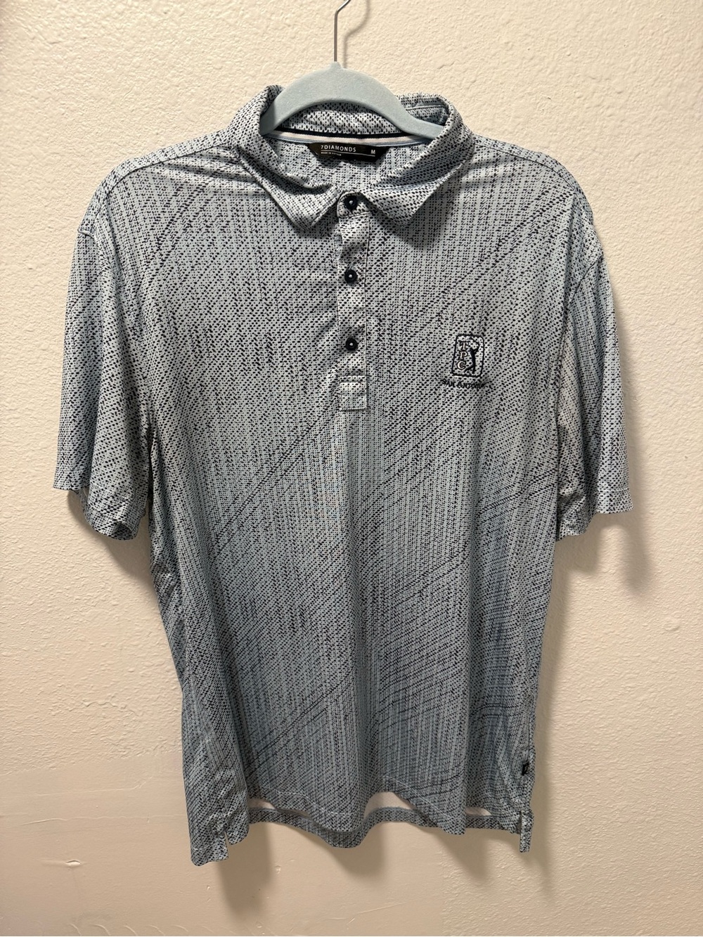 7 Diamonds Mens Sand Hill TPC San Antonio Light Blue Short-Sleeve Polo Medium